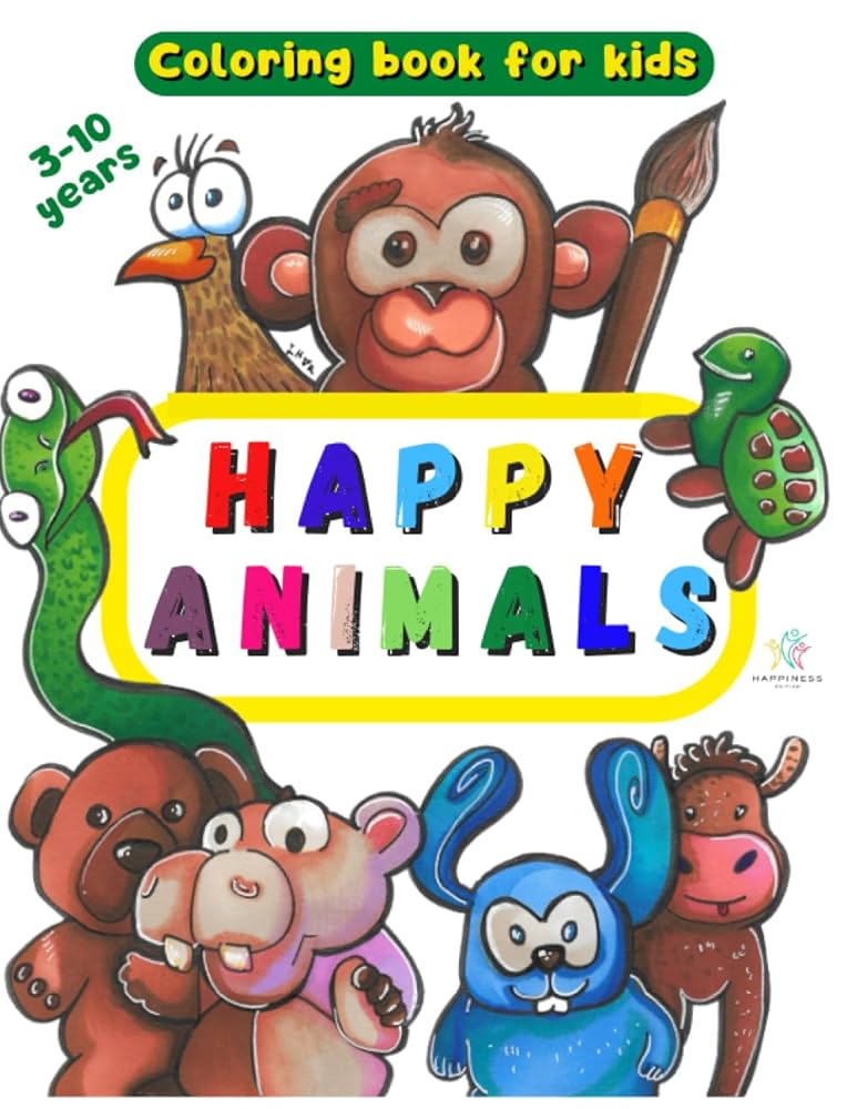 Happy Animals Coloring Book for kids: 100 Funny Animals